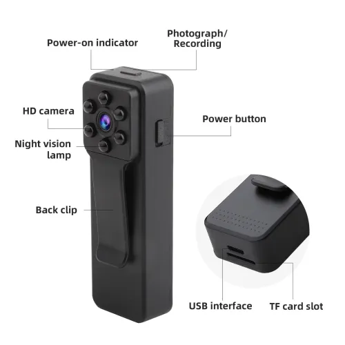 Body Camera 1080P Full HD Cameras Portable Pocket Clip Wearable Camera Video Recorder Small Sport DV ( 30 Days Warranty )